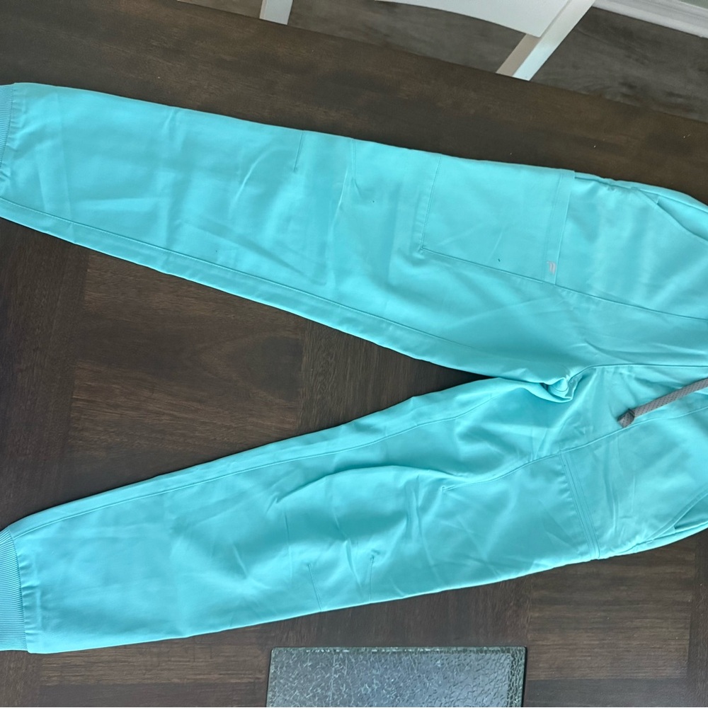 Fabletics Teal Jogger Pants and one pocket scrub top
